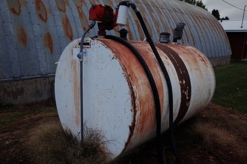 rusted oil tank